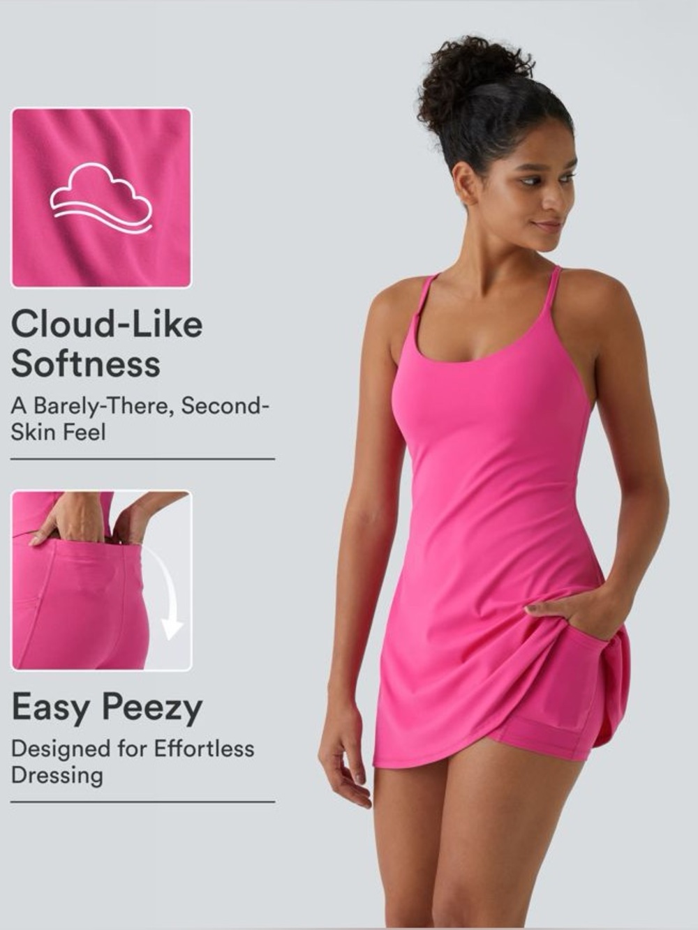 Halara SoftlyZero Plush Backless Active Dress Easy Peezy Edition Pink Fuchsia